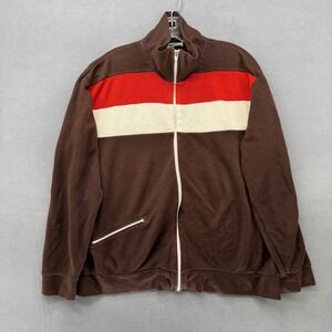 Vintage Winning Ways Track Jacket Brown Red Cream Colorblock Zip Up RN 48314